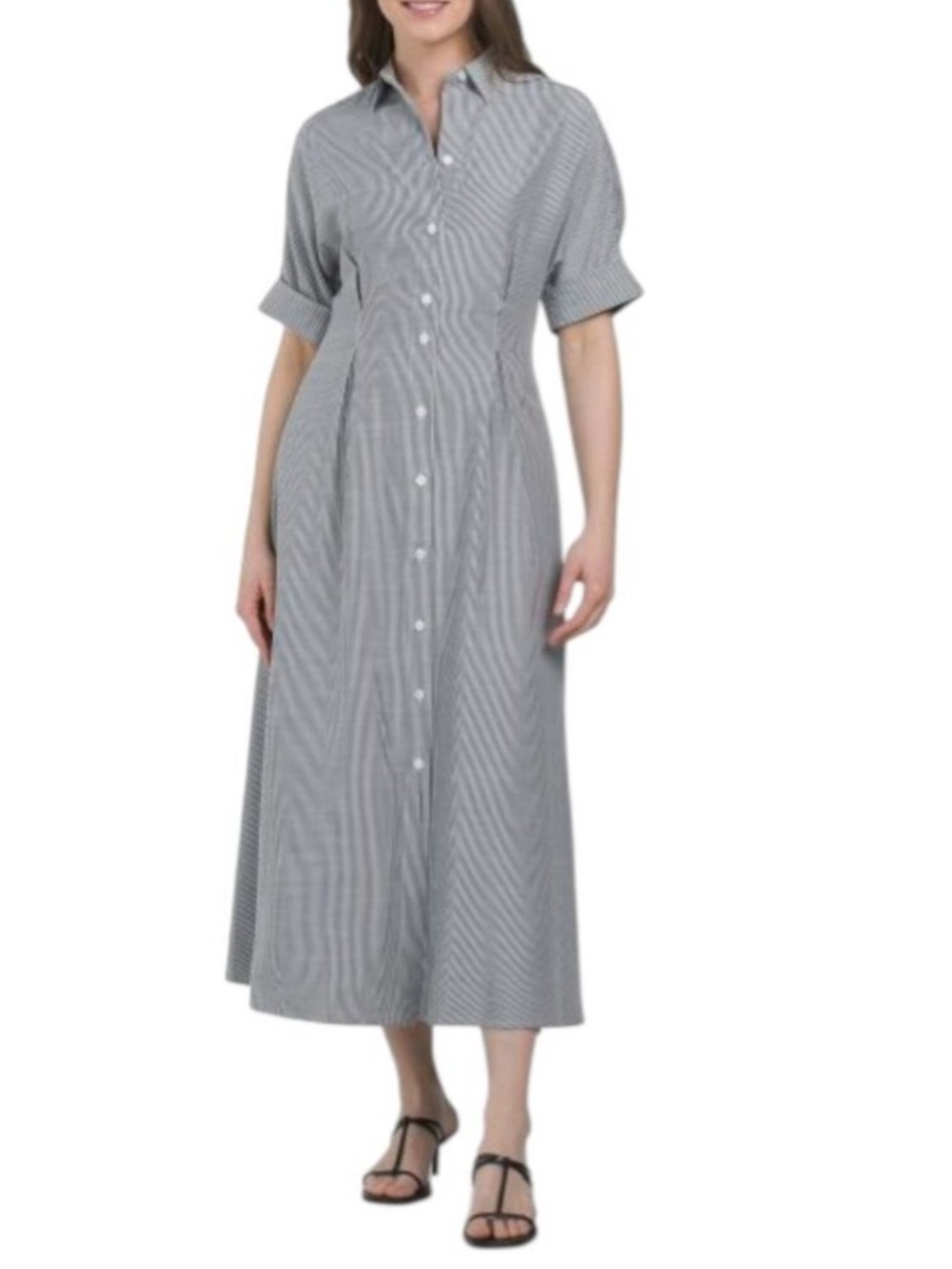 ❤️MAX STUDIO Elbow Sleeve Front Pleat Maxi Dress